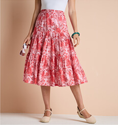 Crinkle Patchwork Print Skirt - LP411